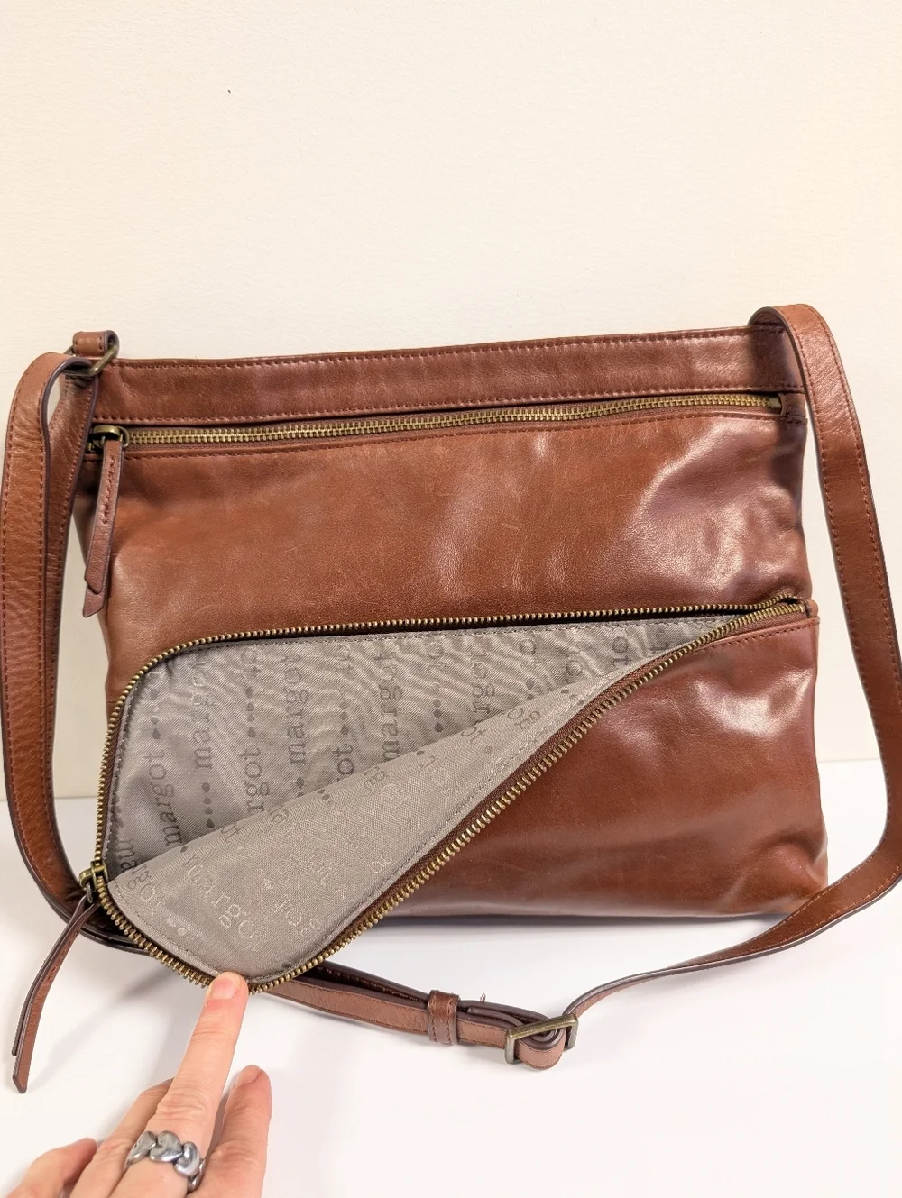 Margot Cognac Leather Crossbody Bag Boho Classic Shoulder Purse
